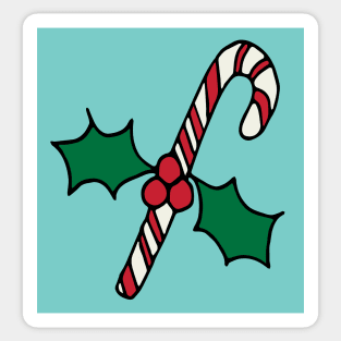 Christmas Candy Canes on turquoise Sticker